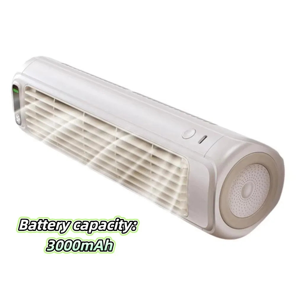 Home Office USB Rechargeable Hole-Free Mount Fan Bladeless Design Leafless Design Leafless Powerful Cooling Fan Lightweight Compact for 5V/2A 3000mAh