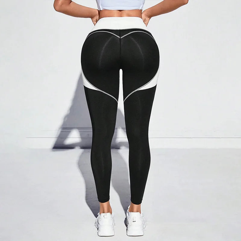 Colorblocked High Waist Yoga Pants with Pockets Leggings for Women Tummy Control Workout Leggings for Women