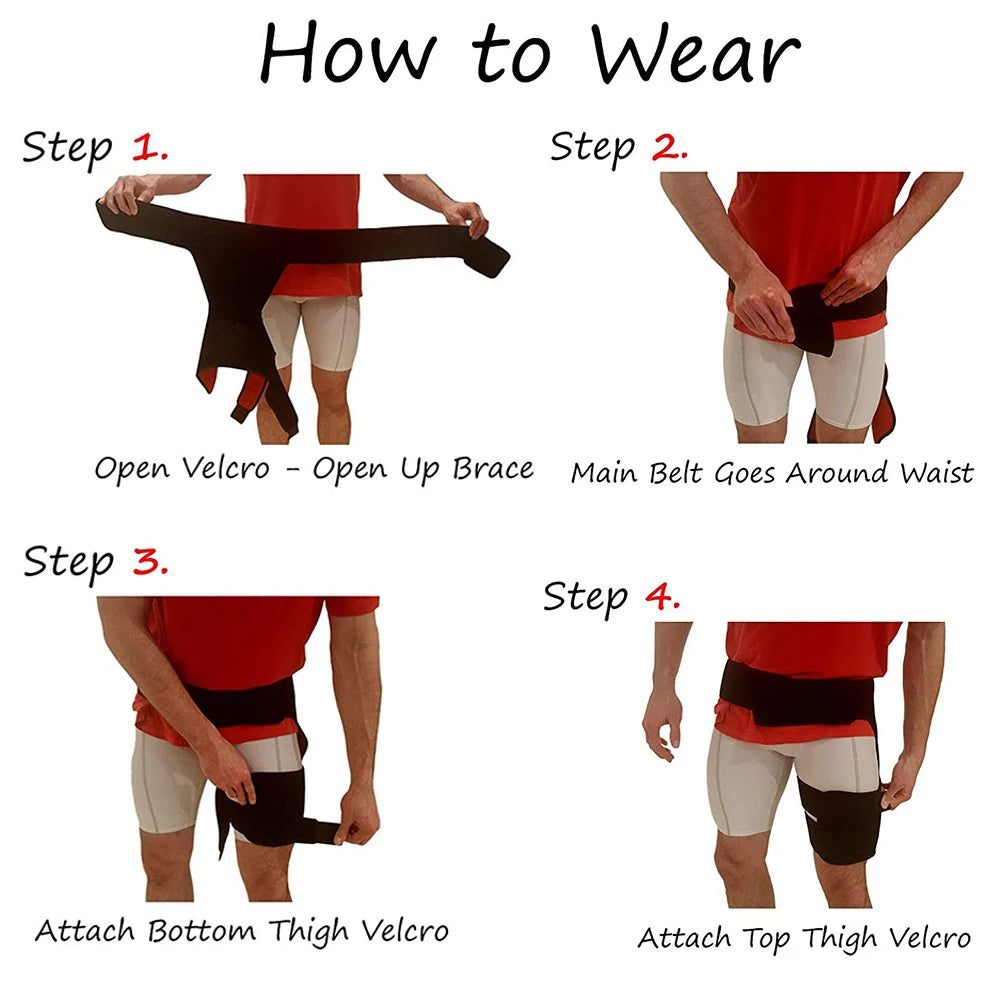 NEW Arrivals Hip Brace Thigh Compression Sleeve for Runners Cyclists Groin Support Straps Hip Stability Brace Protector Adductor Muscles and Tendons Around Groin, Quad & Hamstring Support