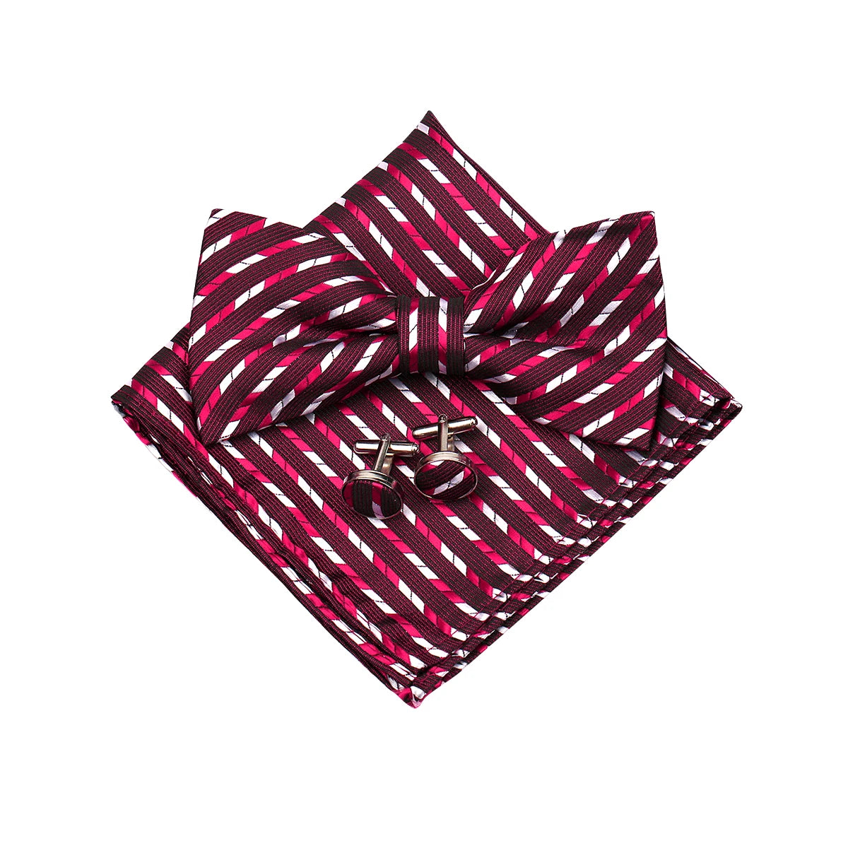 3 PCS Set 55 Colors Luxury Paisley Bowtie Suit Man Bow Tie Pocket Square Cufflinks Wedding Bowknot Accessories Butterfly Neckwear Adjustable Adult Ties