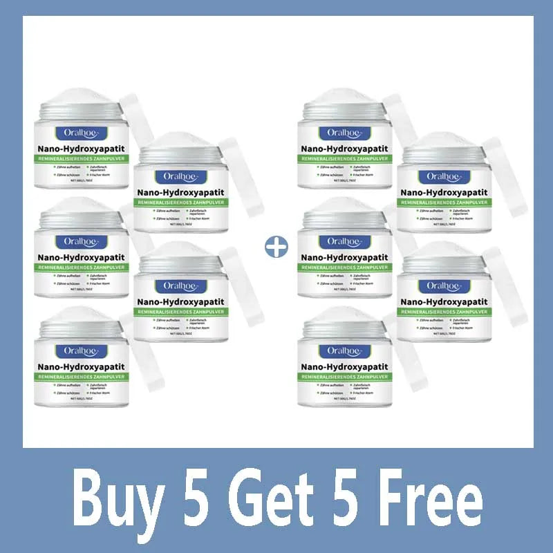 Buy 10 Get 12 Free  Whitening Tooth Powder with 10% Hydroxyapatite - Remineralizing, Cool Mint, Enamel Repair & Fresh Breath Oral Hygiene Sets Dental Supplies