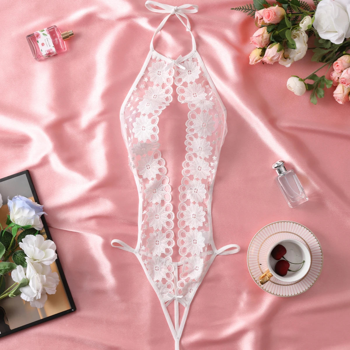 Seamless Lingerie Set Sexy Costume Female Crotch Less Bodysuits Underwear Supplies Women Lace Sling Patchwork String Sheer Bra Set Ladies Luxury Lingerie Fashion Clothing Products