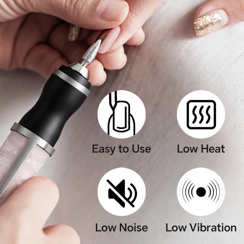 NEW Arrivals Rechargeable Electric Nail Drill Kit with LED Display, Portable Nail File Machine for Acrylic Gel Nails Polishing at Home, Beauty Salon Spa Accessories Cosmetic Supplies