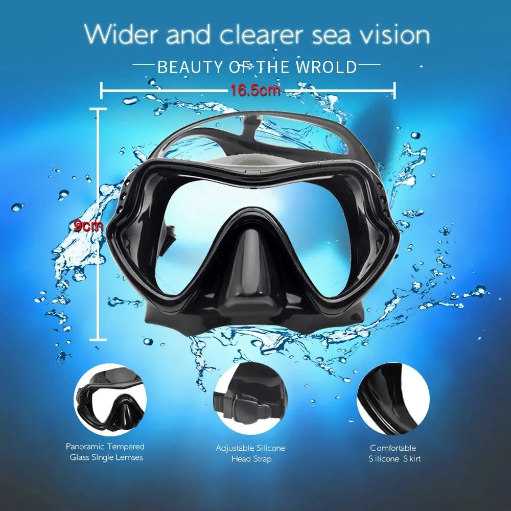 Diving Mirror Breathing Tube Set for Men and Women New Adult Large Frame Silicone Face Mirror Swimming Submarine Mask