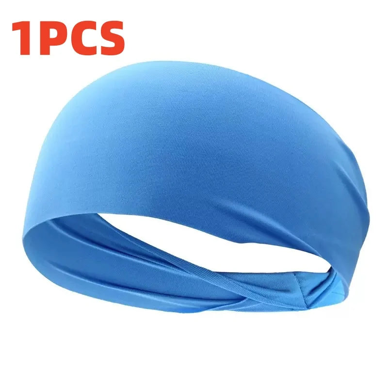 5 PCS Set Women/Men Sports Headband Outdoor Running Fitness Sweatband Elastic Absorbent Sweat Cycling Jog Tennis Yoga Gym Head Band Hair Bandage Sports Accessories