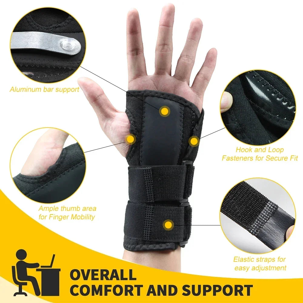 Carpel Tunnel Wrist Orthopedic Brace Splint Women Men Stabilizing Corrector Brace Hand Support Sprain Tendonitis Arthritis Wrist Brace Night Immobilizer Medical Orthopedic Accessories