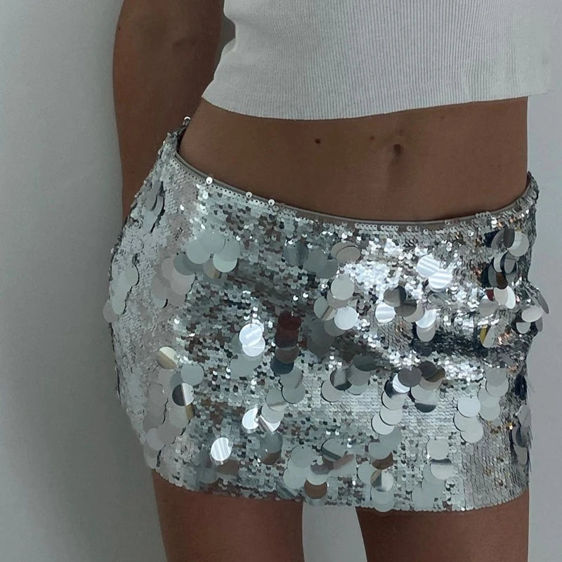 UK Size 5 Colors Women Sparkle Sequin Mini Skirt Glitter Shinny Bodycon Pencil Short Skirts Dancing Party Going Out Skirt Y2K Fashion Streetwear