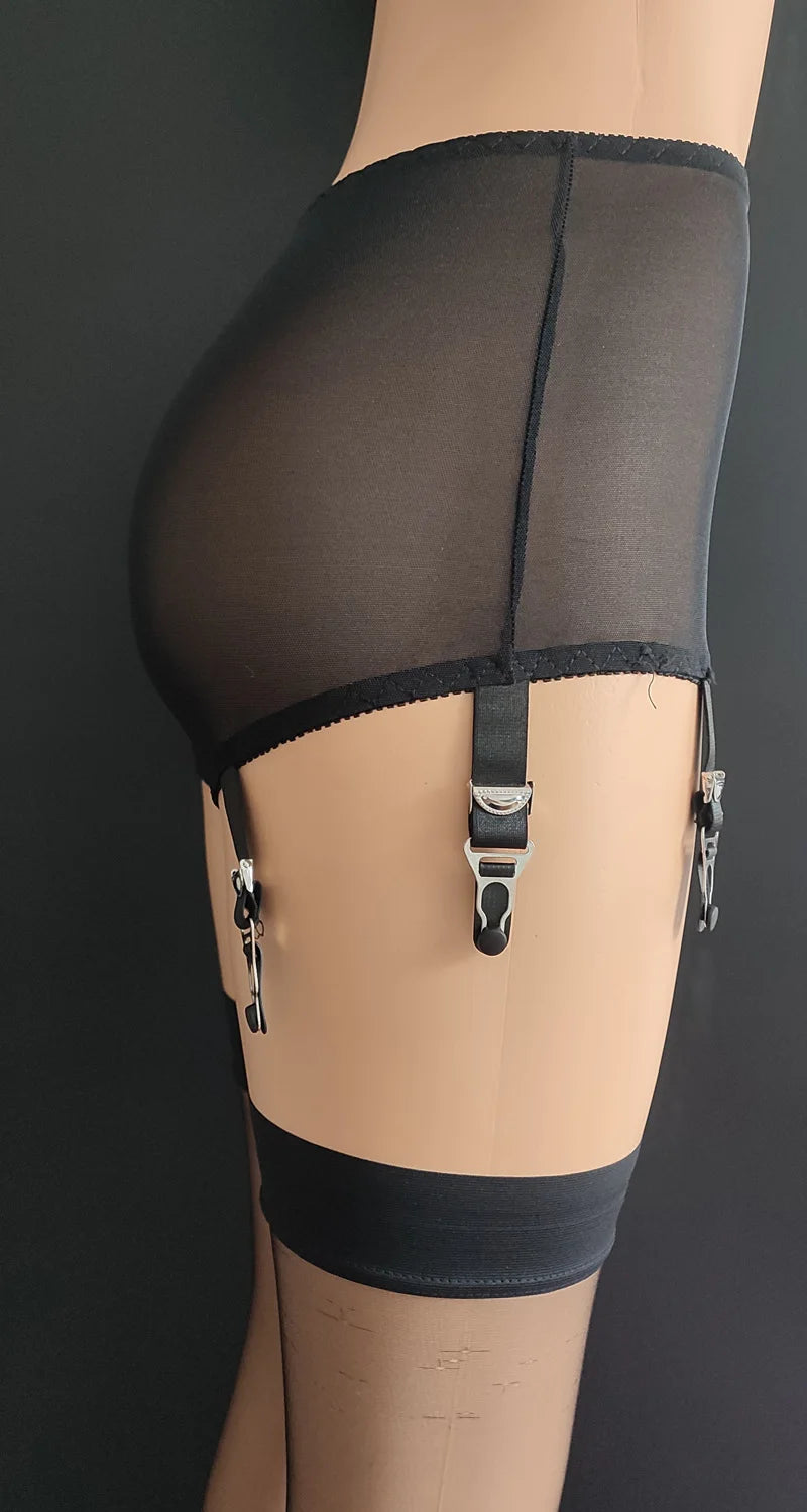 S-3XL Plus Size White/Black/Red Color Front/Back Open Crotch Panty Garter Belt for Stockings Lace Embroidery Sexy Mesh Suspenders Curvy Women Crotchless Garters Exotic Lingerie