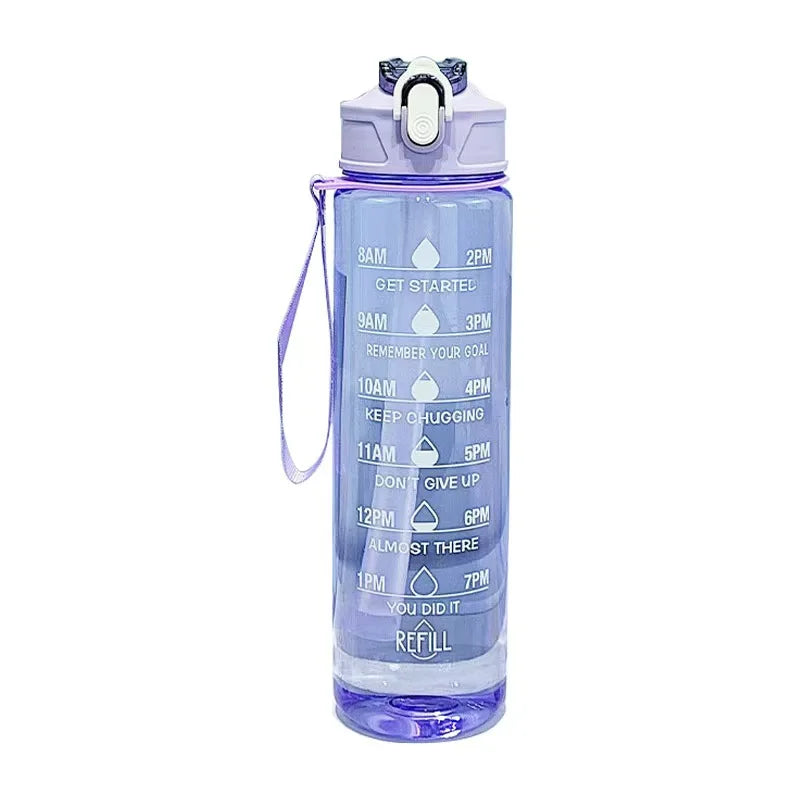 5 PCS Set Sports Water Bottle with Time-Tracking Straw Leak Proof Locking Flip Cover for Easy Carry Ideal for Outdoor Adventures