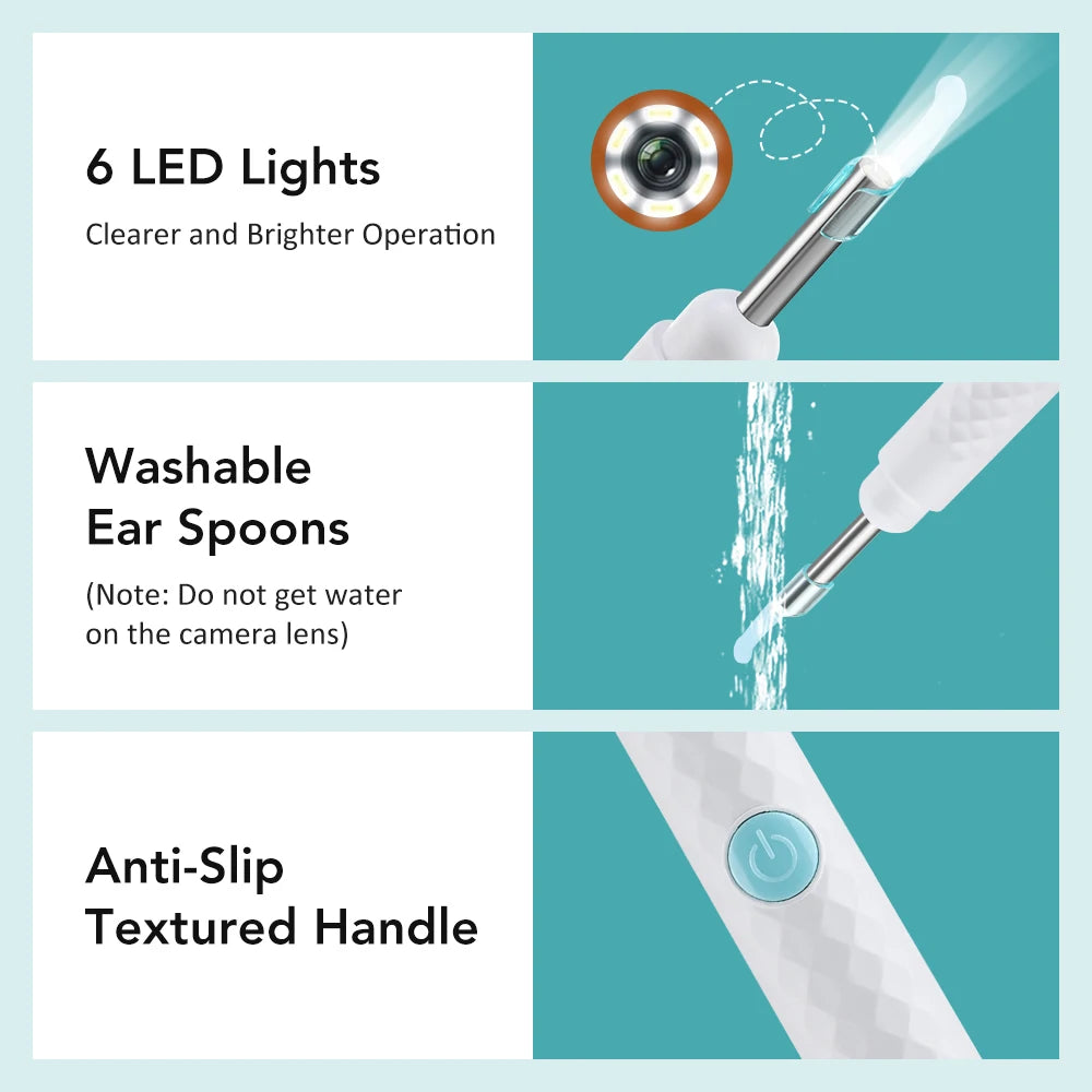 NEW Set Smart Visual Ear Camera Set HD 1080P with Wi-Fi Ear Pick Endoscope Otoscope Ear Cleaner with Tweezers Ear Wax Removal Tool Ear Spoon Case Hygiene Accessories Personal Care Supplies