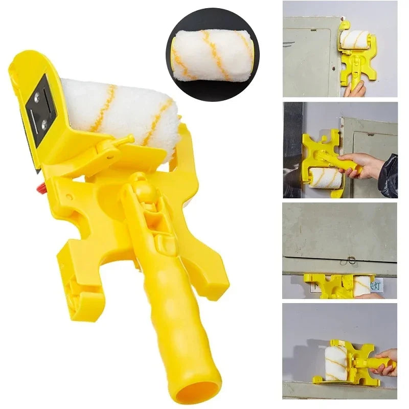 NEW 1 Bracket x 2 Rollers x 2 Brushes Set Multifunctional Clean-Cut Paint Edger Roller Brush Household Home Wall Ceilings Decorative Painting Tools Kit with Rod and Tray