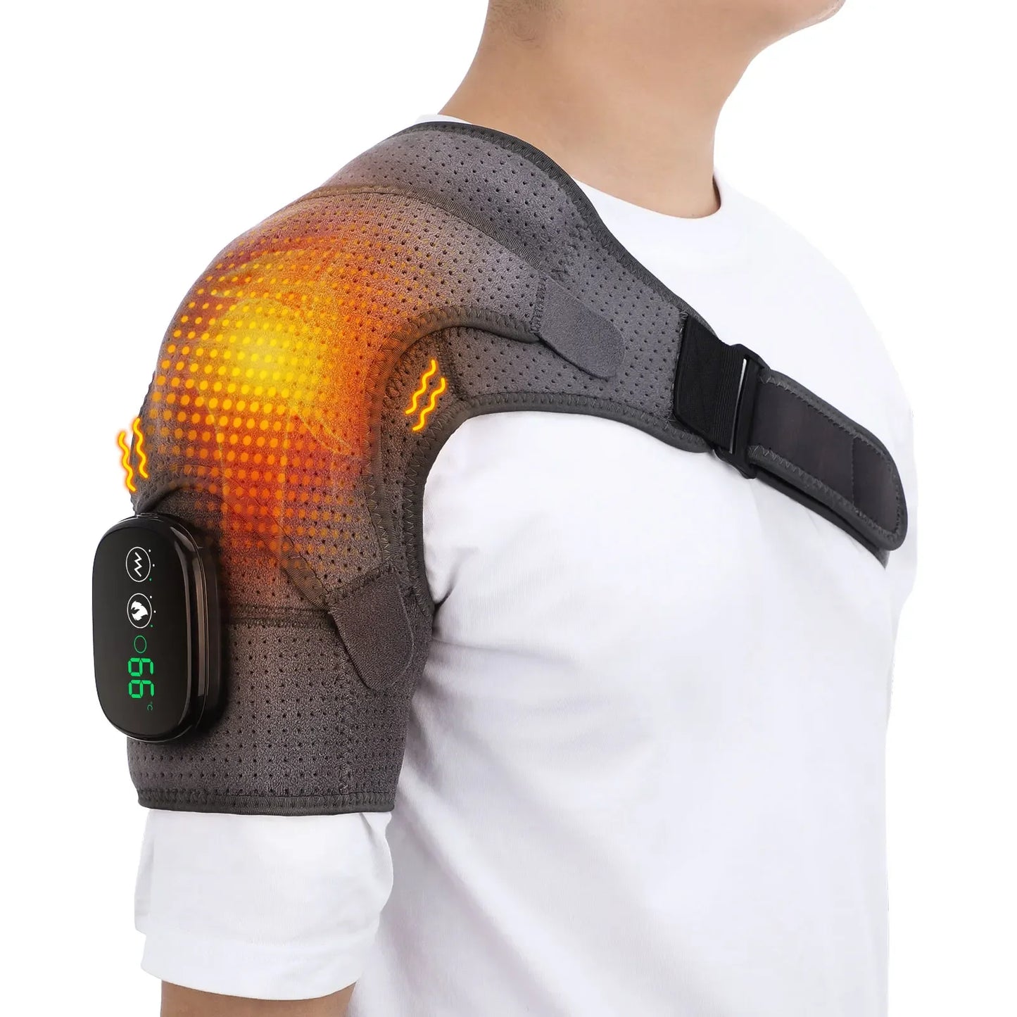 Electric APP Heating Shoulder Pain Relief Therapy Massage Heated Back Shoulder Brace Perfect For Cyclists Runners Adjustable Heating Shoulder Massage Belt For Arm Muscle Relaxation Sports Injuries
