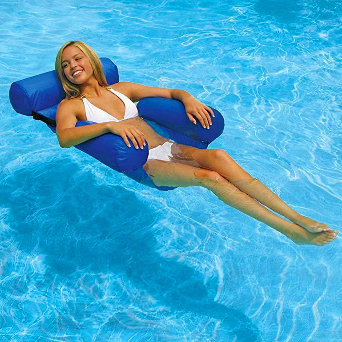 Inflatable Floating Ring Swimming Mattress Water Hammock Recliner Summer Pool Party Toys Swimming Ring Bed Float Lounge Chair