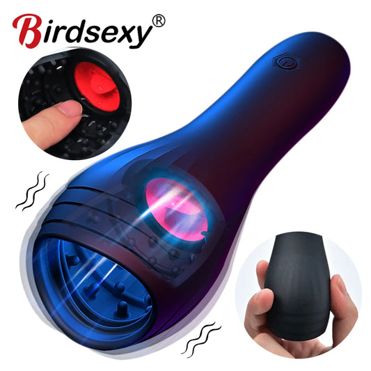Adult Male Tongue Licking Penis Masturbator Blowjob Orgasm Masturbation 10 Speed Glans Vibrating Massager Endurance Trainning Sex Toys