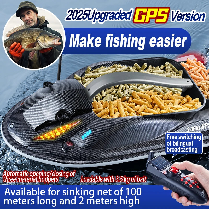 817 GPS BAIT BOAT Voice Announcements 500m 20000mAh Sonar Load 3KG Automatic Cruise Return Dual Motor Fish Finder Independent Control of Silo Ocean Lake River Professional Fishing Supplies