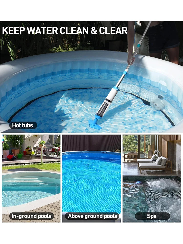 NEW 3 in 1 Set Professional Cordless Rechargeable Water Pool Vacuum Cleaner Handheld Pool Cleaner Suitable For Spa Center Bathtub Sand Debris Home Cleaning Supplies
