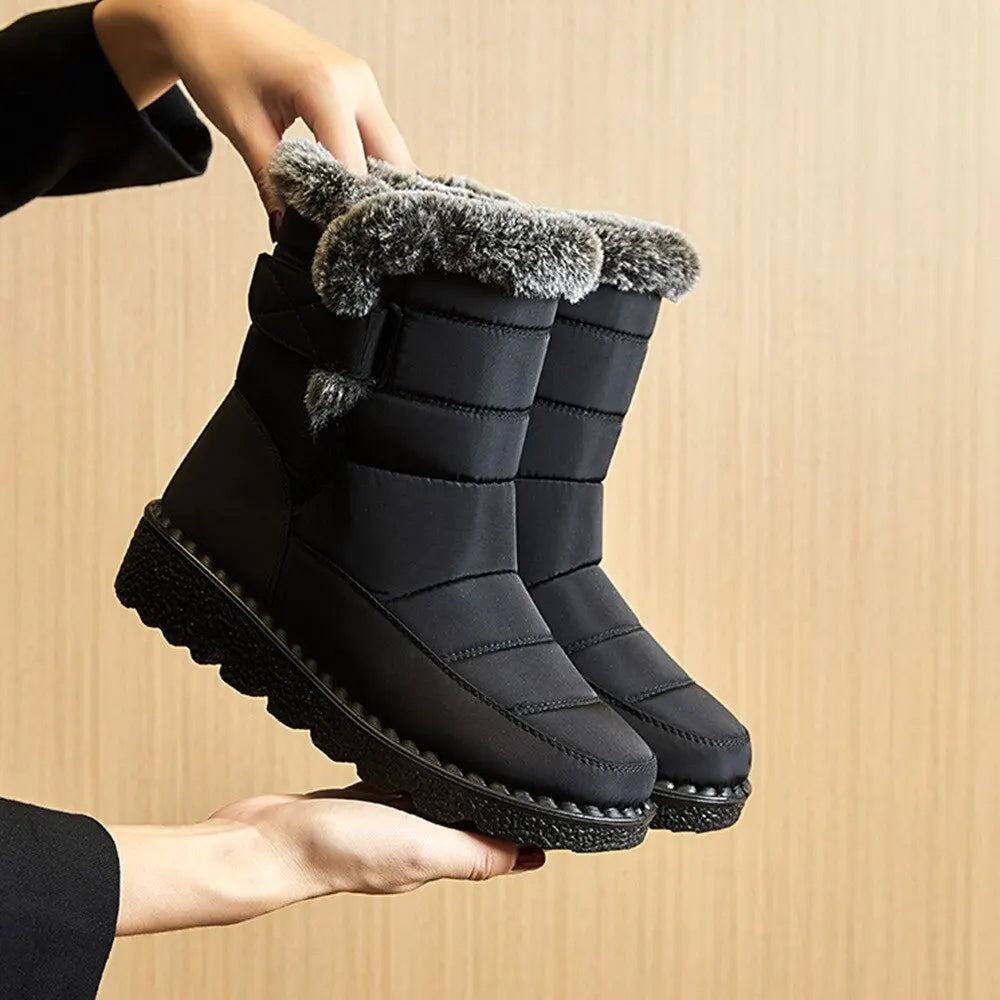 Waterproof Winter New Faux Fur Long Platform Snow Warm Cotton Couples Shoes Plush Woman Ankle Boots