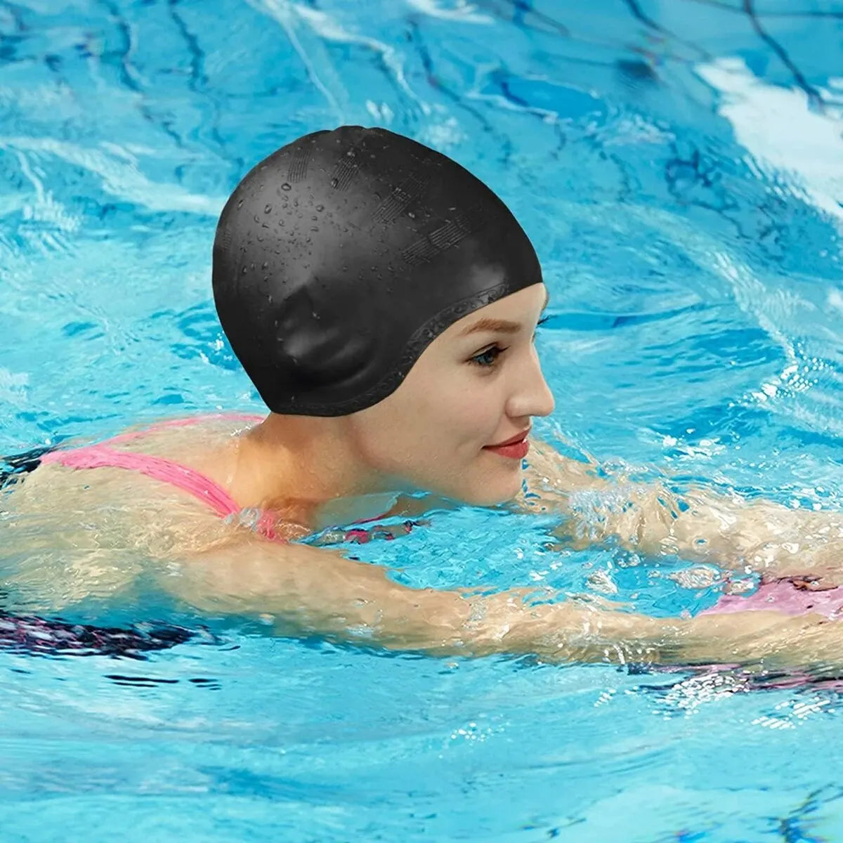 1pc Swimming Cap, Men's and Women's Swimming Cap, Waterproof Cap, 1 Nose Clip, 2 Rarplugs, 3D Rar Ergonomic Design