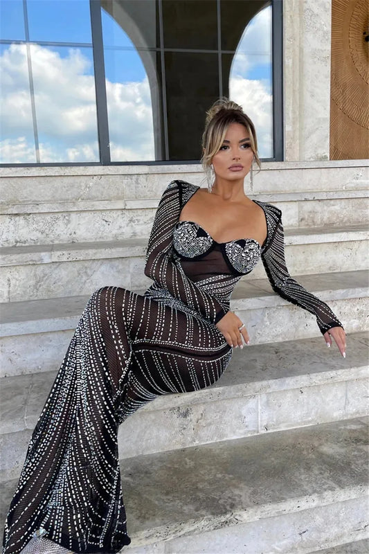 Low-Price Sales are Limiter NEW HOT SALE S-2XL Luxury Glitter Mesh See Through Party Maxi Dress For Women Fashion Full Sleeve Bodycon Sexy Club Long Evening Dress Female Ladies Luxury Fashion Clothing Products