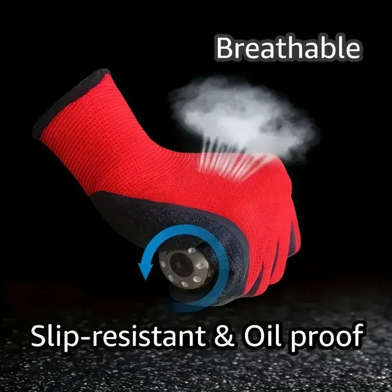 NEW Arrivals 5/10pairs Blue/Yellow/Red Non-Slip Thicken Latex Rubber Safety Work Gloves Palm Coated Gloves Mechanic Working Kitchen Gloves for Garden Home Work Tools Home Garden Accessories