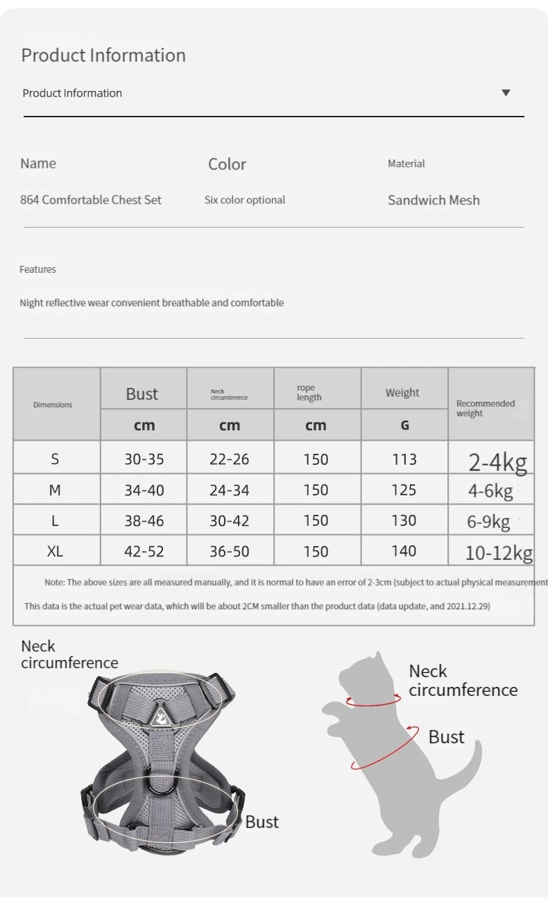NEW Arrivals Cats Dog Harness for Big Dog Vest Fashion Chest Strap Reflective and Breathable Cat Walking Rope Dog Rope Cat Harness Pets Safety Accessories