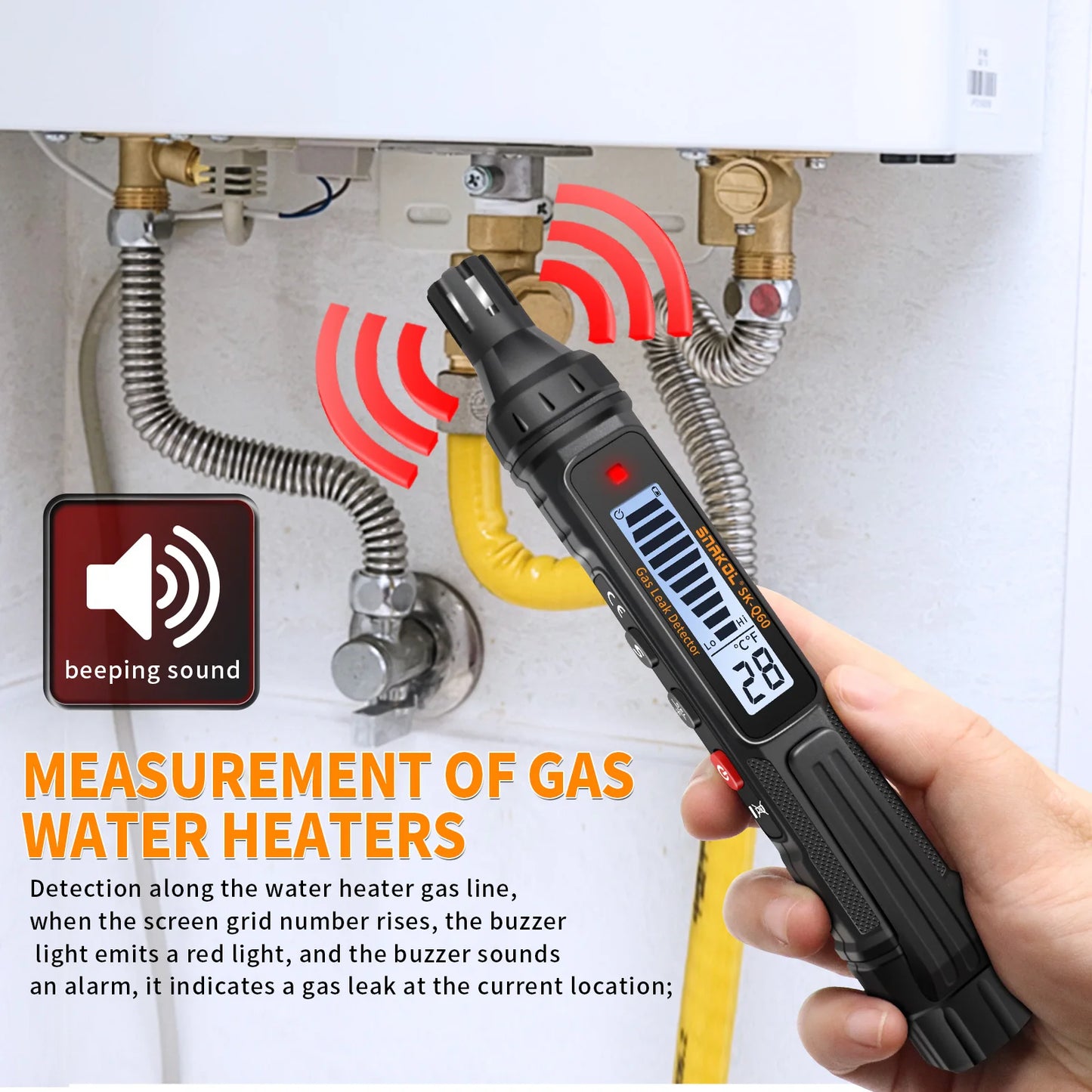Gas Leak Detector Combustible Gas Detector With Audible and Visual Alarm For Natural Methane Household Industrial Tools