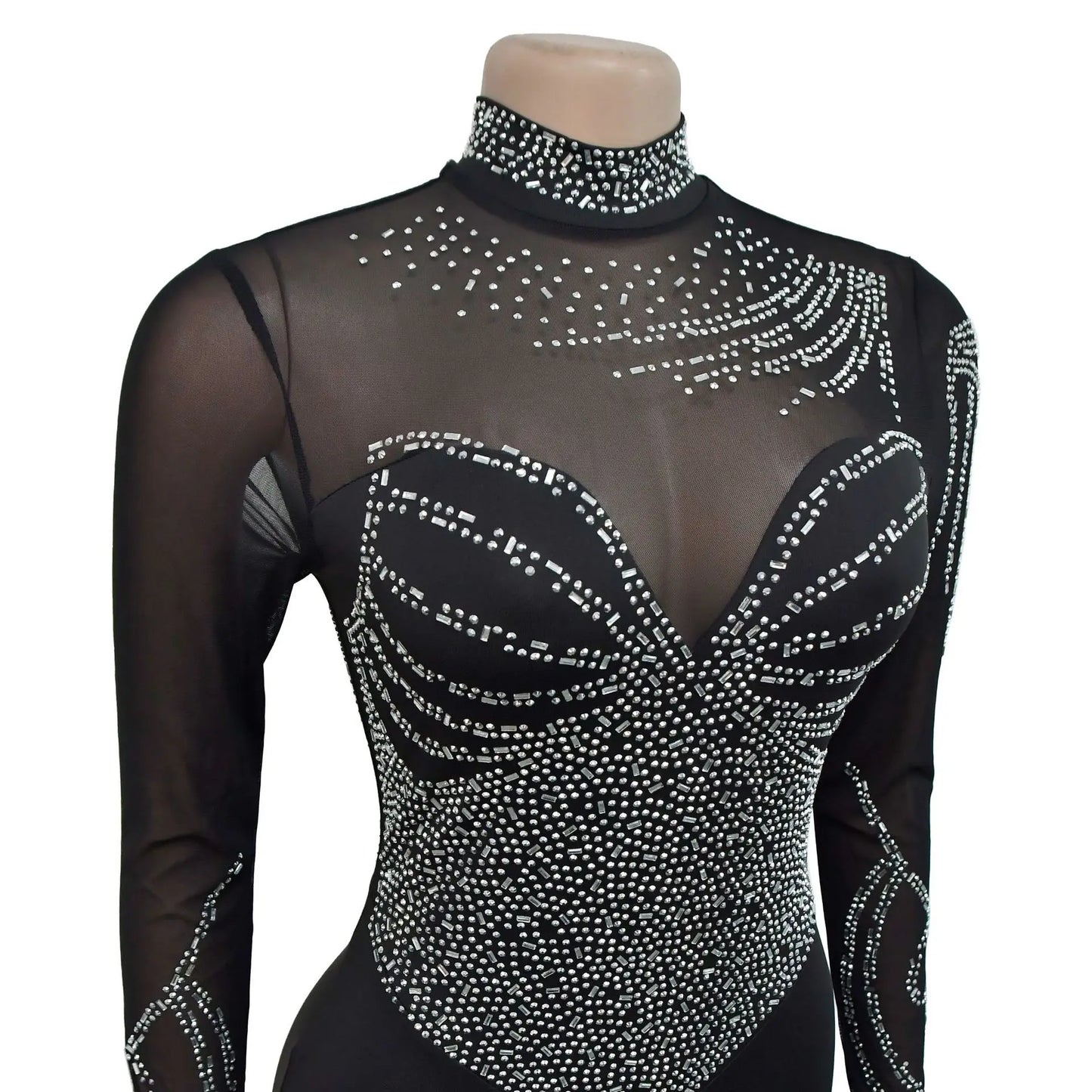 Sexy Bodycon Women Jumpsuit Female See Through Rompers Fashion Diamonds Girl's Party Club Overalls Lady's Skinny Jumpsuits