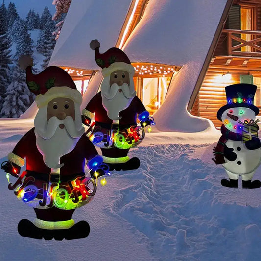 Led Lights Christmas Yard Stakes Lamp Christmas Stakes Light Colorful Yard Plug-In Santa Claus Light For Garden Patio Park Yard Decoration Supplies Products