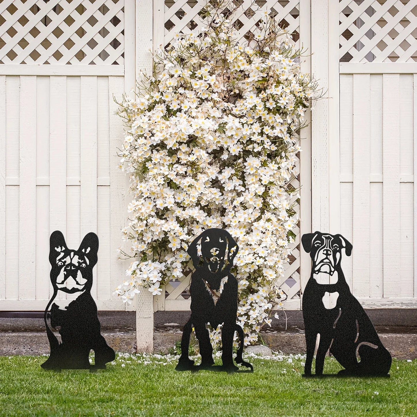 Dog Metal Art Garden Statues French Bulldog, Festival Decorations & Yard Decor 1PC Doberman Pinscher Backyard Lawn Stakes