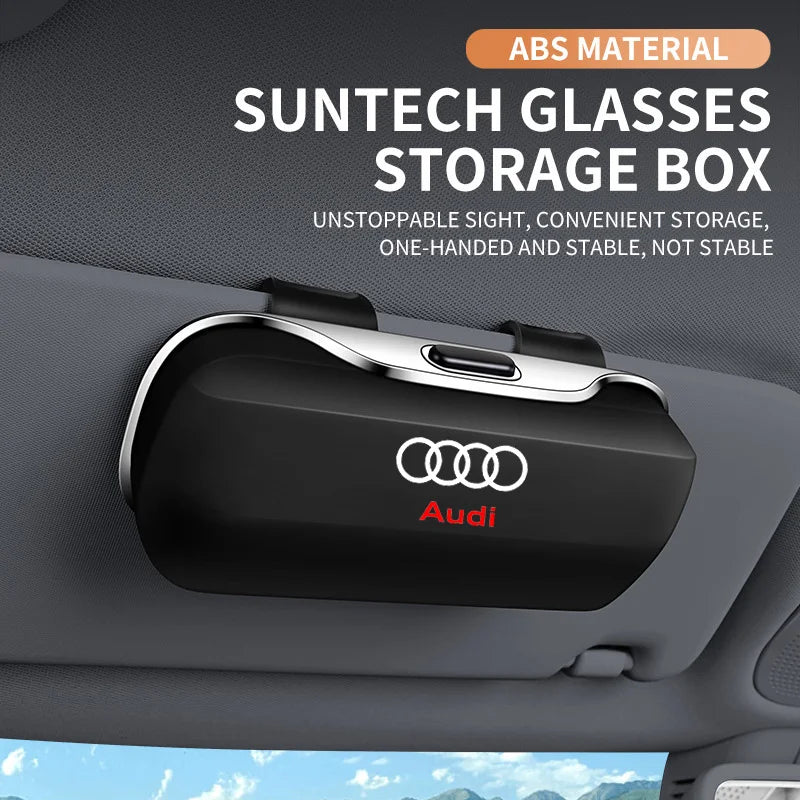 4 Colors Automatic Glasses Case For Audi Logo Q3 Q5 Q7 Q8 A3 A4 A5 A6 A7 A8 Key Case Accessories Car Visor Sunglasses Car Glasses Case  Holder Clip Box