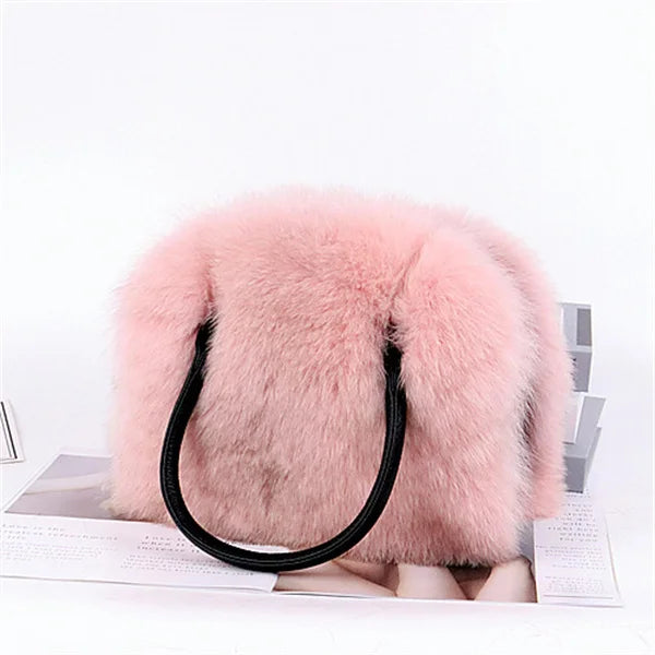 New Women's Clothing Designer Brand Luxury Real Fox Hair Large Capacity High-End Evening Party Business Dinner Handbag Charm Women's Fur Bag Purse Girls Ladies Luxury Fashion Apparel Accessories Clothing Supplies