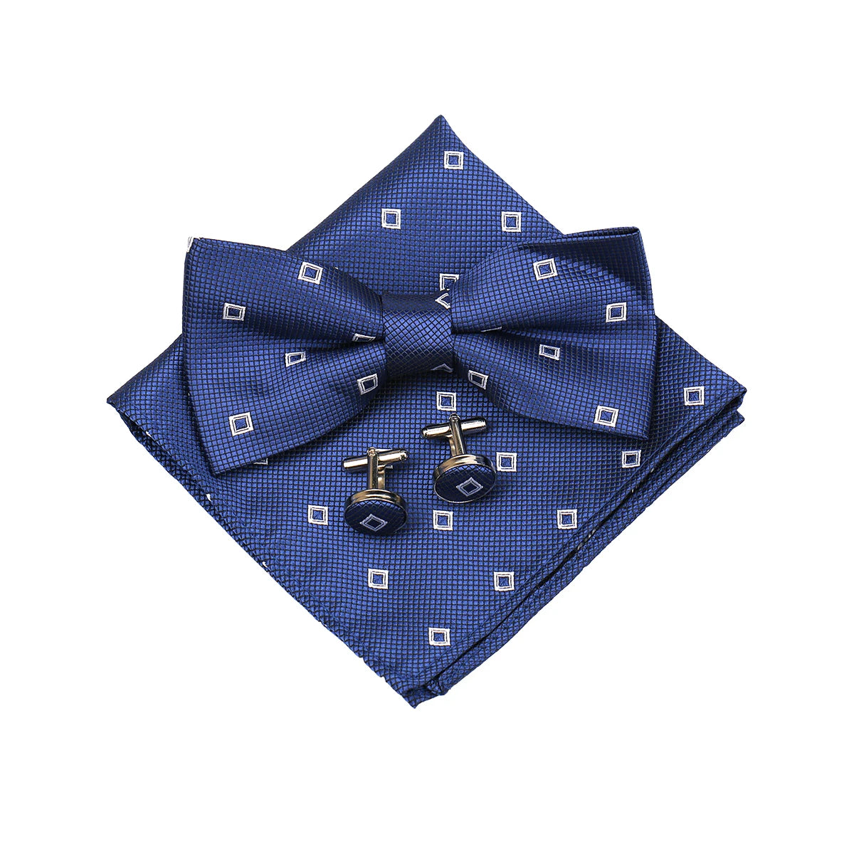 3 PCS Set 55 Colors Luxury Paisley Bowtie Suit Man Bow Tie Pocket Square Cufflinks Wedding Bowknot Accessories Butterfly Neckwear Adjustable Adult Ties