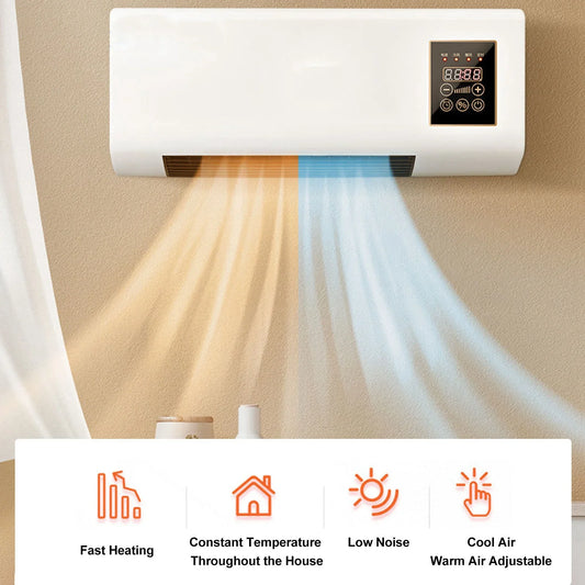 Portable Heater Save Energy Wall Mounted Nature Wind Hot Heater Fan for Bathroom Bedroom Living Room Wall Mounted Heater Machine Home Office Hotels Heating Supplies