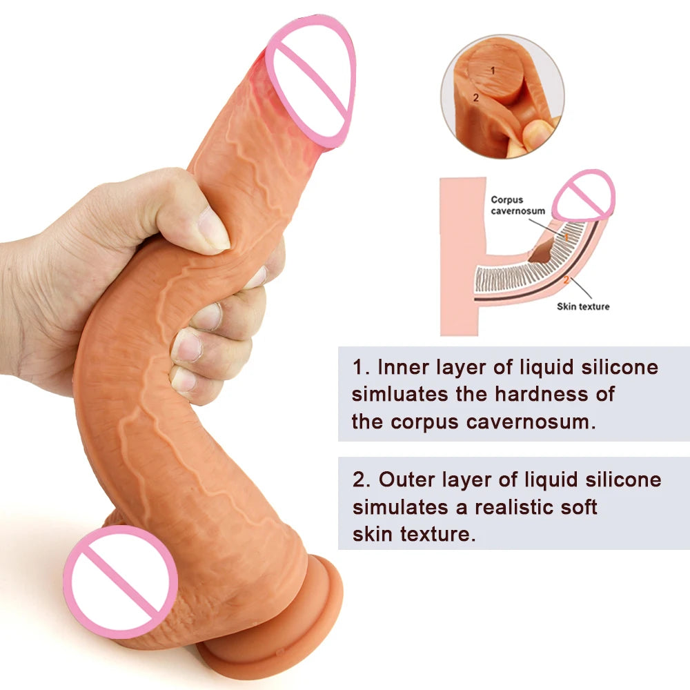 S/L Realistic Dildo Cheap Anal Sex Toys Soft Skin Penis Long Huge Adults Dick Strapon Suction Cup For Female Vagina Masturbator