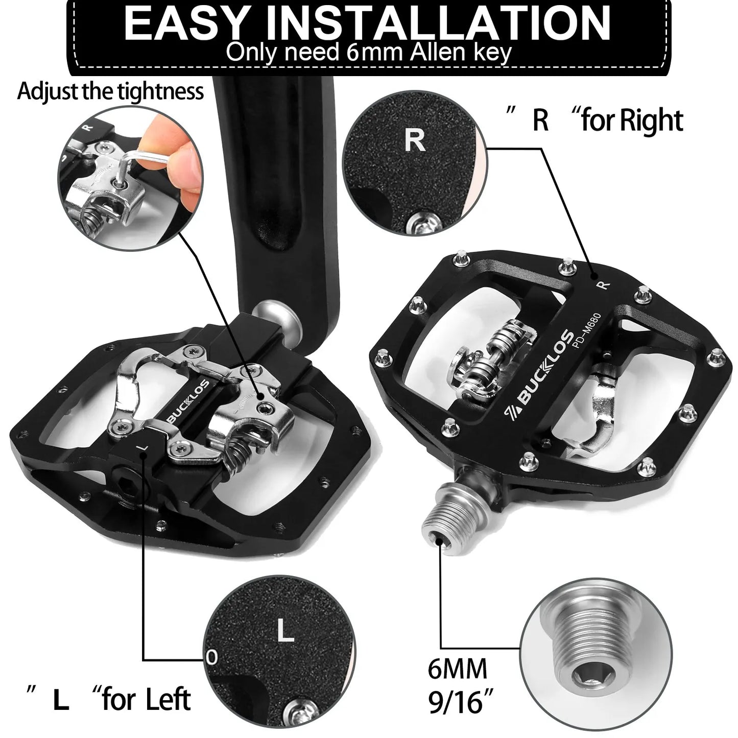 Mountain Bike Pedals 3 Sealed Bearing PD-M680 Dual Clipless Flat & Lock Pedal Aluminum Cycling Pedals Fit Shimano SPD