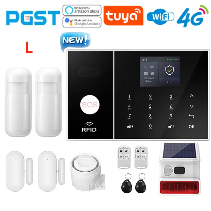 NEW HOT SALE 4G PG108 TUYA APP Control Alexa Voice Google WI-FI Support Home Alarm Anti-Theft System Smart Life APP Camera  SOS One Click Help Wireless Safe Security for House Villa Business Shops 433MHz