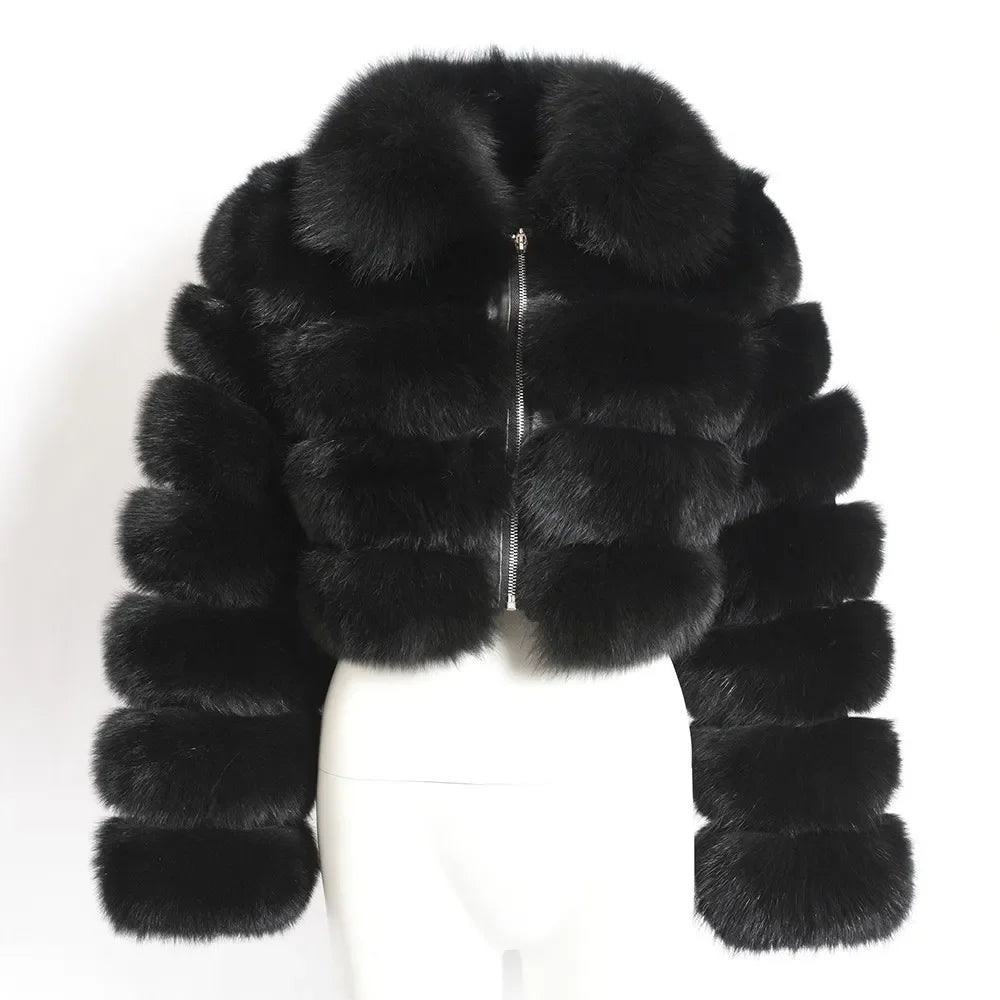 NEW Arrivals S-3XL 5 Colors Women Faux Fur Coats Fox Short Coat Turn Down Collar Zipper Full Sleeve Thick Warm Open Stitch Elegant Splice Autumn Winter Snow Outerwear Ladies Girls Luxury Fashion Clothing Supplies