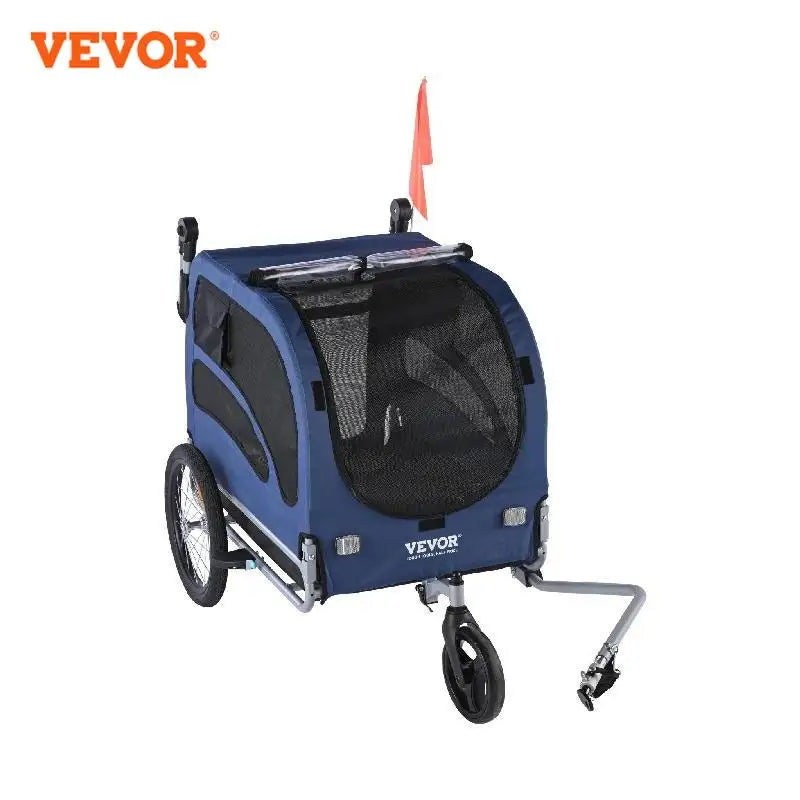 100 lbs Dog Bike Trailer 2-in-1 Pet Stroller Cart Bicycle Carrier with Wheels Coupler Reflectors Flag for Dogs Travel