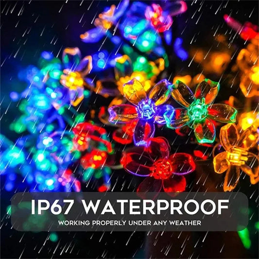 200/100 LED Outdoor Courtyard Solar Fairy Lights Cherry Blossoms Solar String Lights Christmas Decorative Lighting Lamp
