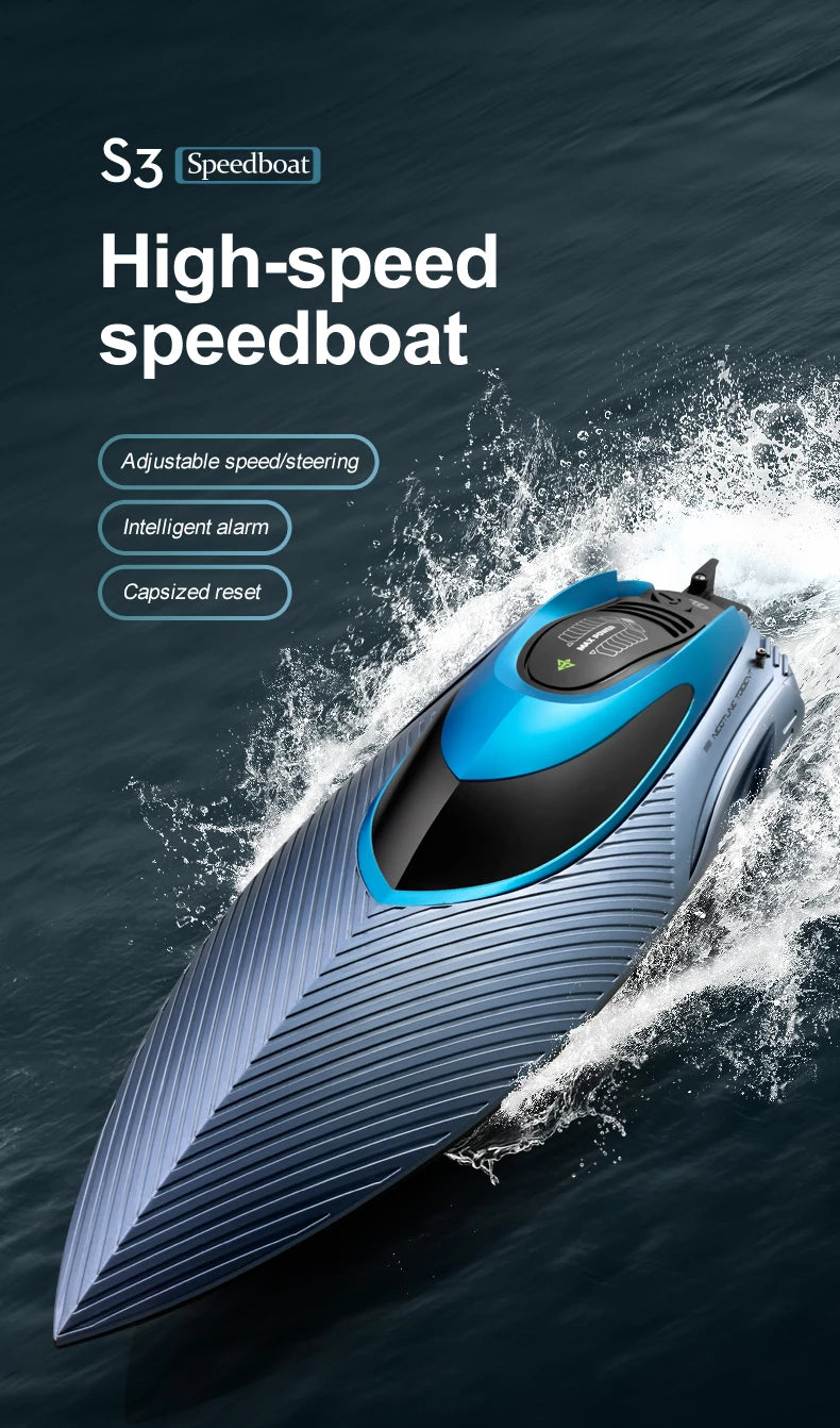 S3 Remote Control Boat High-Horsepower Water Large High-Speed Speedboat Charging Motor Adults Children Ship Model Toy Gifts Water Sport Games