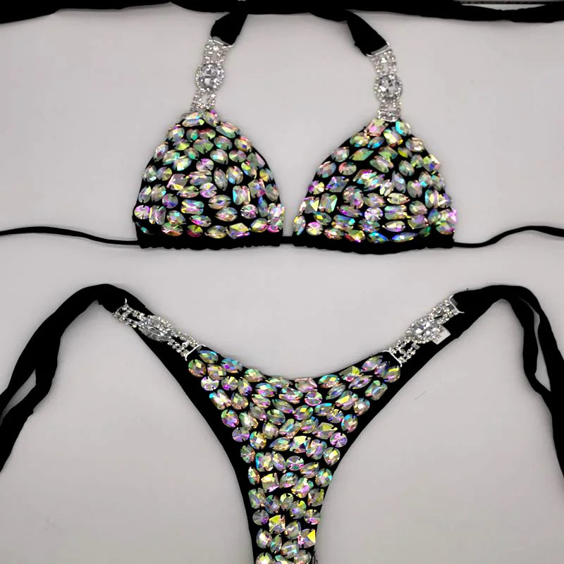 7 Color Bikini Set Women Diamante Carnival Bra Rhinestone Sexy Night Club Panties Rave Festival Bikini Set Burning Man Outfit