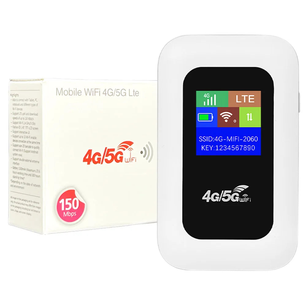 5G/4G LTE Mobile WI-FI Router with SIM Card Slot 150Mbps Portable Pocket Wireless Router 2100mAh Wireless Modem for Home Office RV Camping Outdoor Travel Fast Network Internet Access