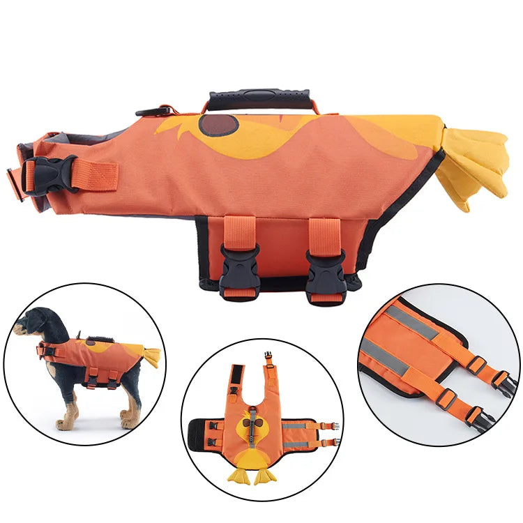 12 Colors Top Quality Dogs Life Jacket for Small Medium Large Dogs Swim Boating Flotation Vests High Buoyancy Shark Pet Swim Safety Vest Pets Apparel Supplies