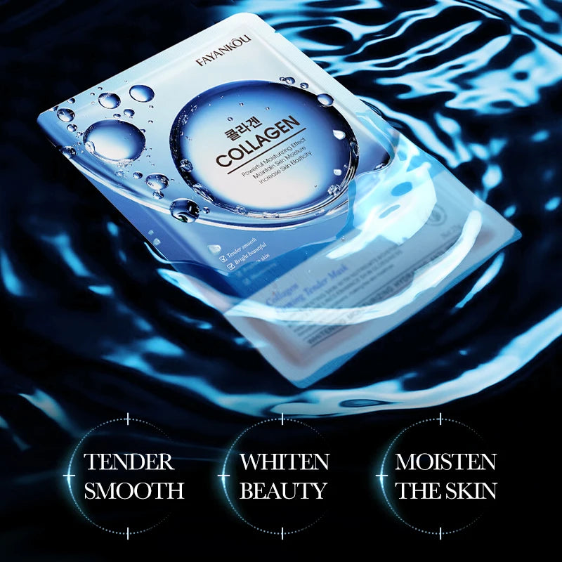 10 PCS Set Korean Collagen Anti Wrinkles Face Mask Moisturizing Anti-Aging Whitening Facial Masks Sheet Mask Korean Skin Care Cosmetics