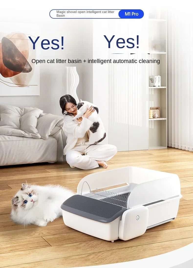 Automatic Cat Litter Box Oversized Intelligent Cleaning Pet Electric Scooping Open Semi-Enclosed Cat Toilet