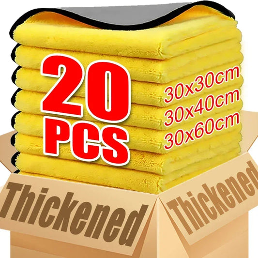NEW Arrivals 20PCS Set Thickened Car Microfiber Cloths Double Sides Washing Drying Cleaning Towels Auto Detailing Towel Rags Cleaner Tools