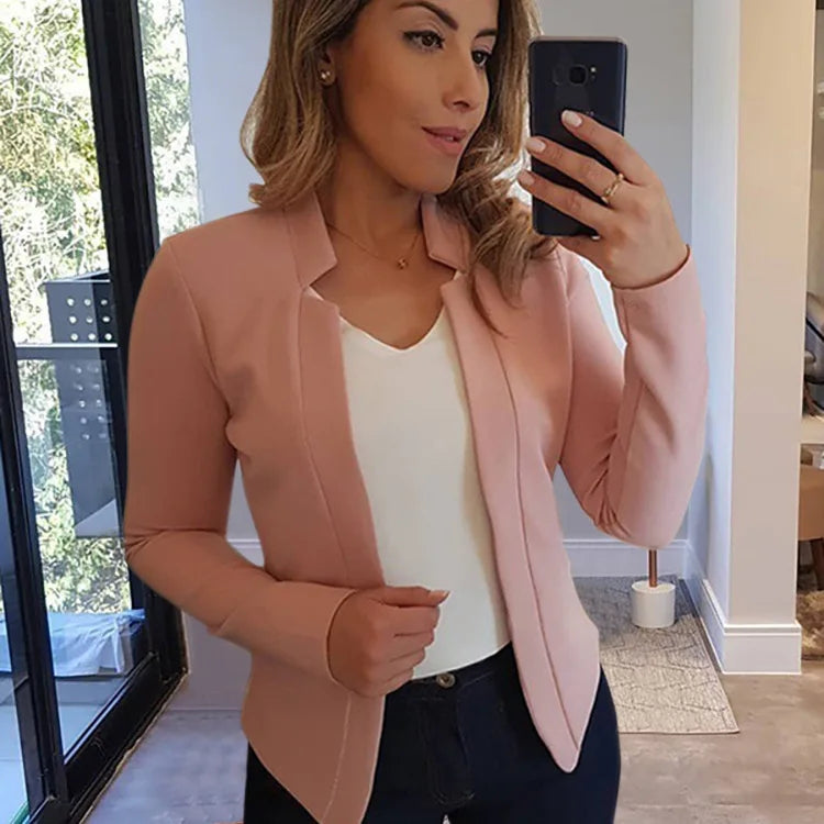 S-3XL UK Plus Size Multi-Colors Women's Clothing New Autumn Winter Spring Blazer Fashion Versatile Long Sleeved Open Collar Casual Suit Jacket Top Blazers Suits