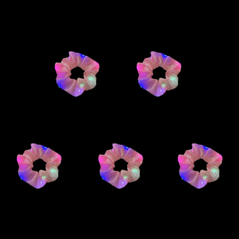 1/10/20 PCS Set LED Luminous Earrings Scrunchies Glowing Hairband Girl Light Up Hair Scrunchy Rave Festival Party Night Clubwear Headwear Supplies Hair Accessories