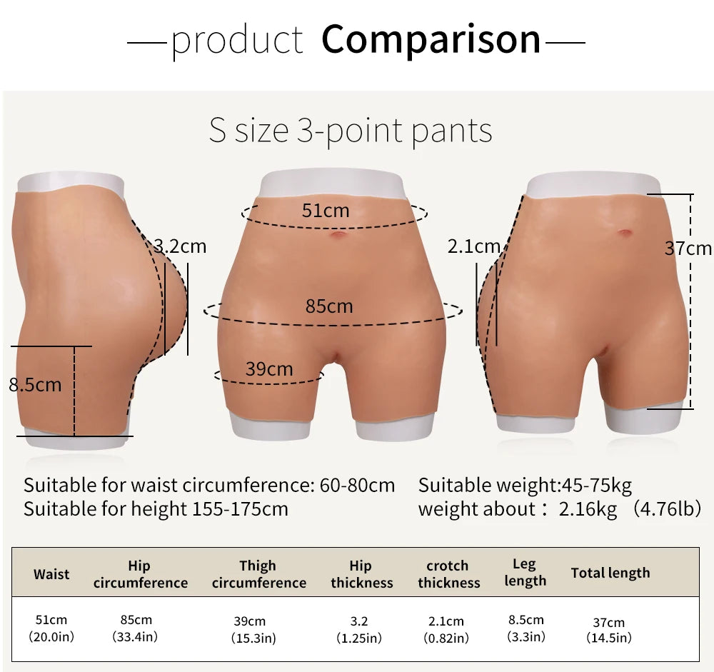 S - L Size 5 Point Pants Silicone Buttock Thick Hips Fake Buttocks Panties Enlarger Enhancement Butt Pants Silicone Buttock Cosplay Drag Queen Women Men Underwear