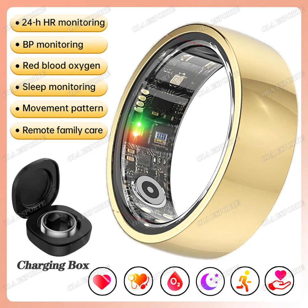 New 5 ATM Smart Ring GPS Tracker Heart Rate Blood Pressure Sleep Monitor BT Call Sport Mode Smart Ring Elderly Men Women For Android IOS Health Care Supplies